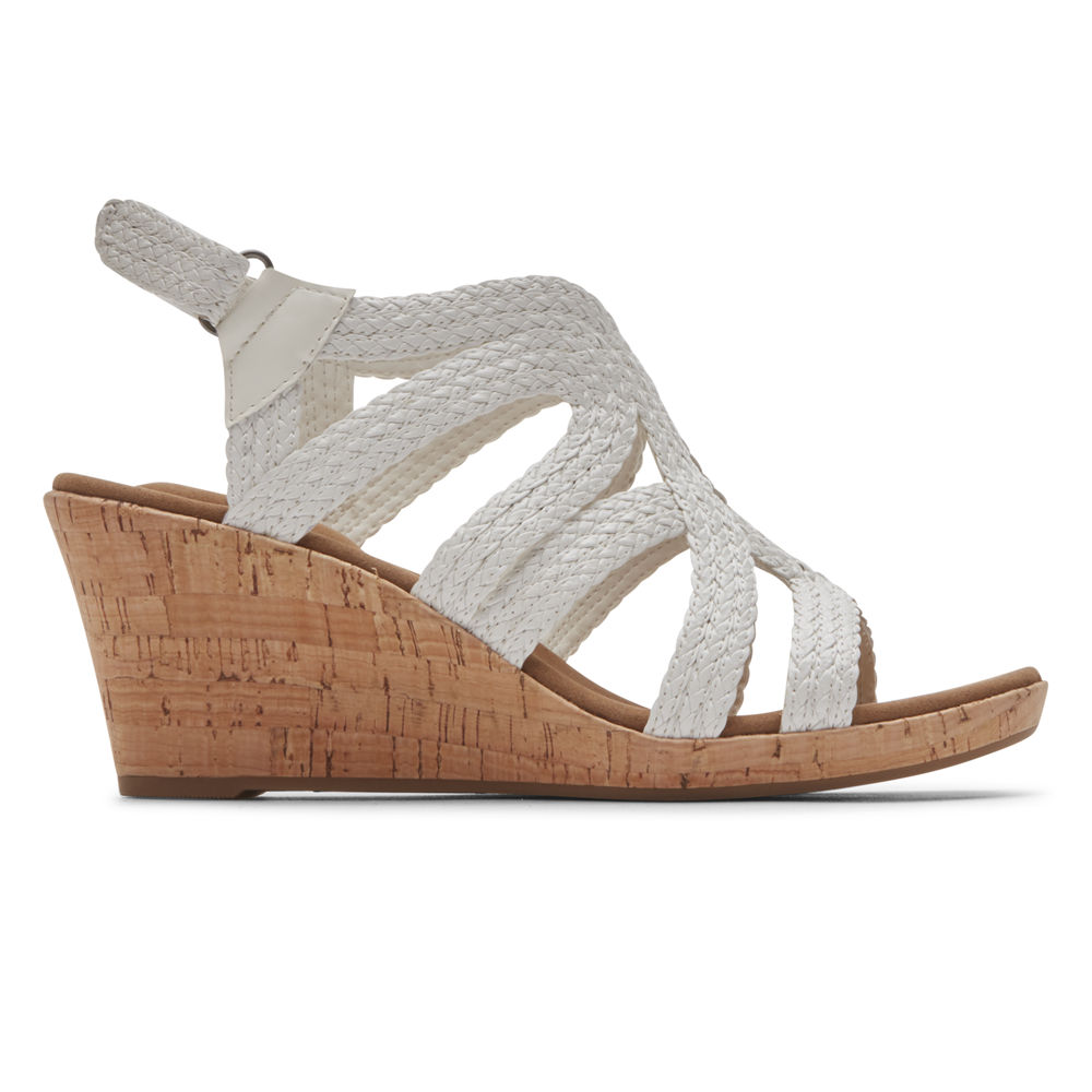 Sandalias Rockport Mujer Mexico - Briah Braided Blancos - GYVTJ9173